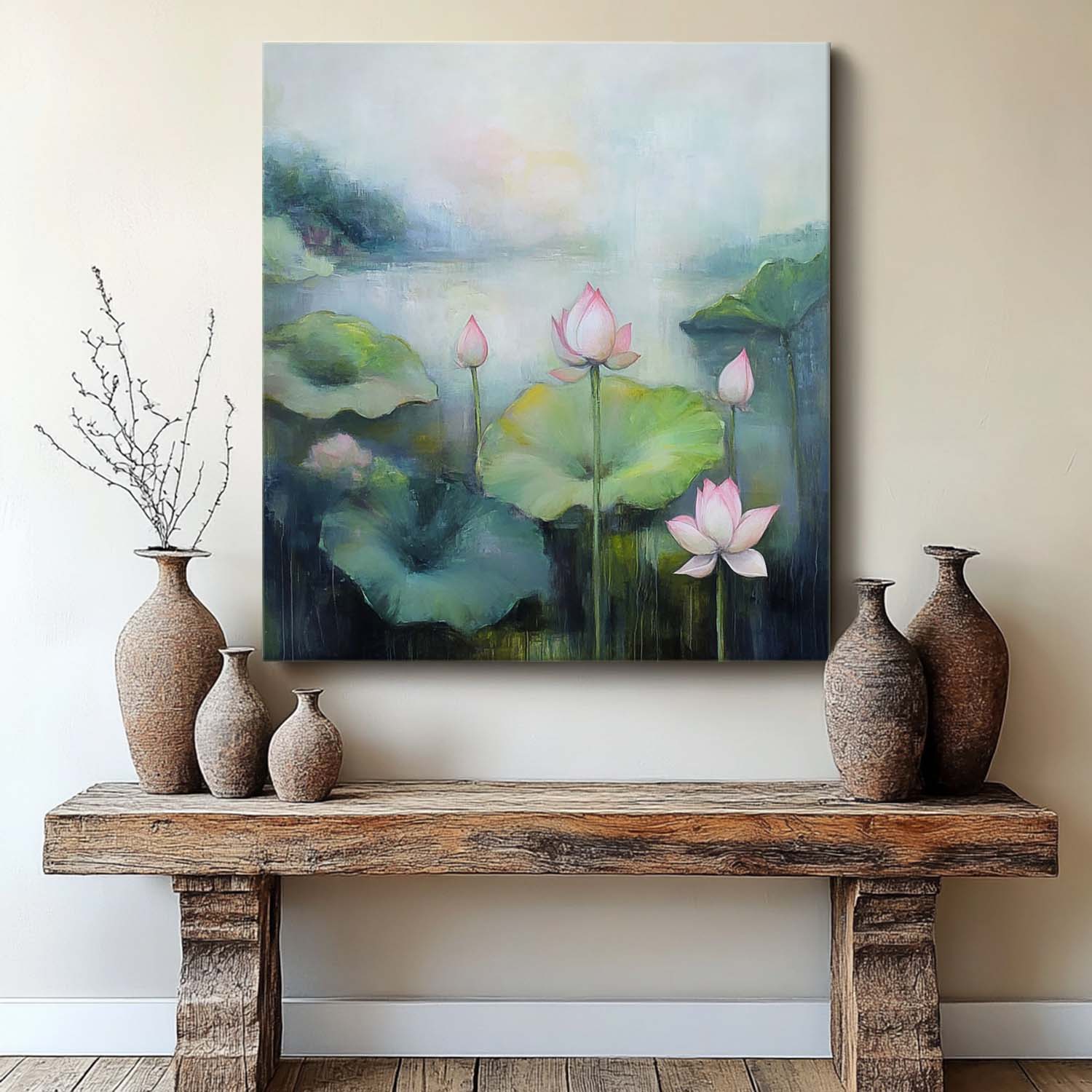 Wall Art Flower Serene Lotus Pond Tranquil