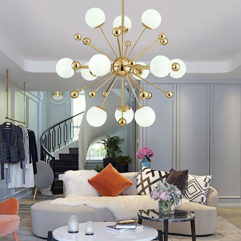Valentina Nordic Firework LED Chandelier Golden Metal Living Room - Neutralighting