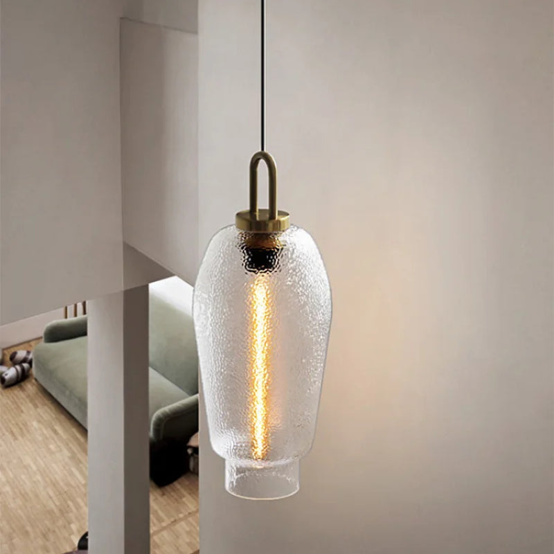 Valentina Minimalist Blown Frosted Clear Glass Pendant Light - Neutralighting