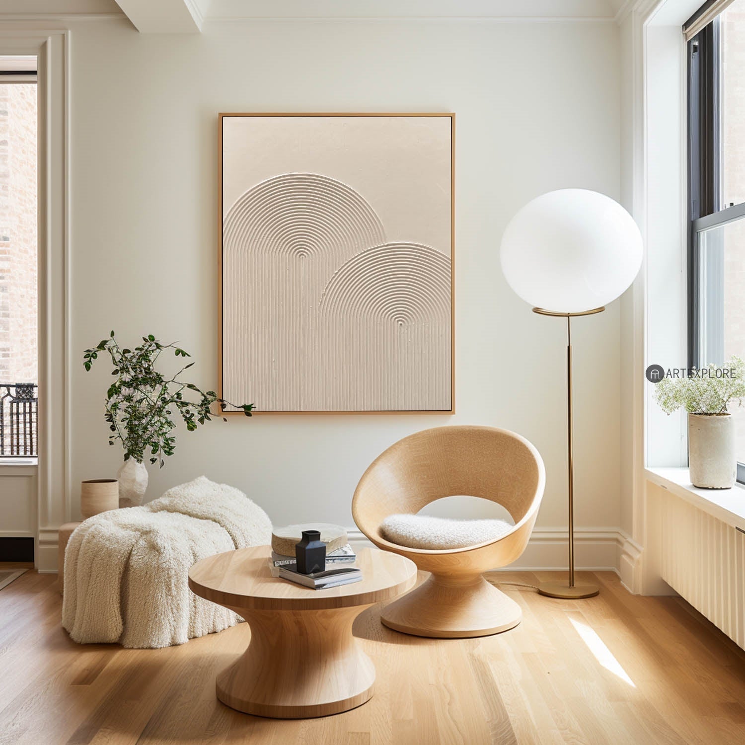 Beige Arch Line Minimalist Painting