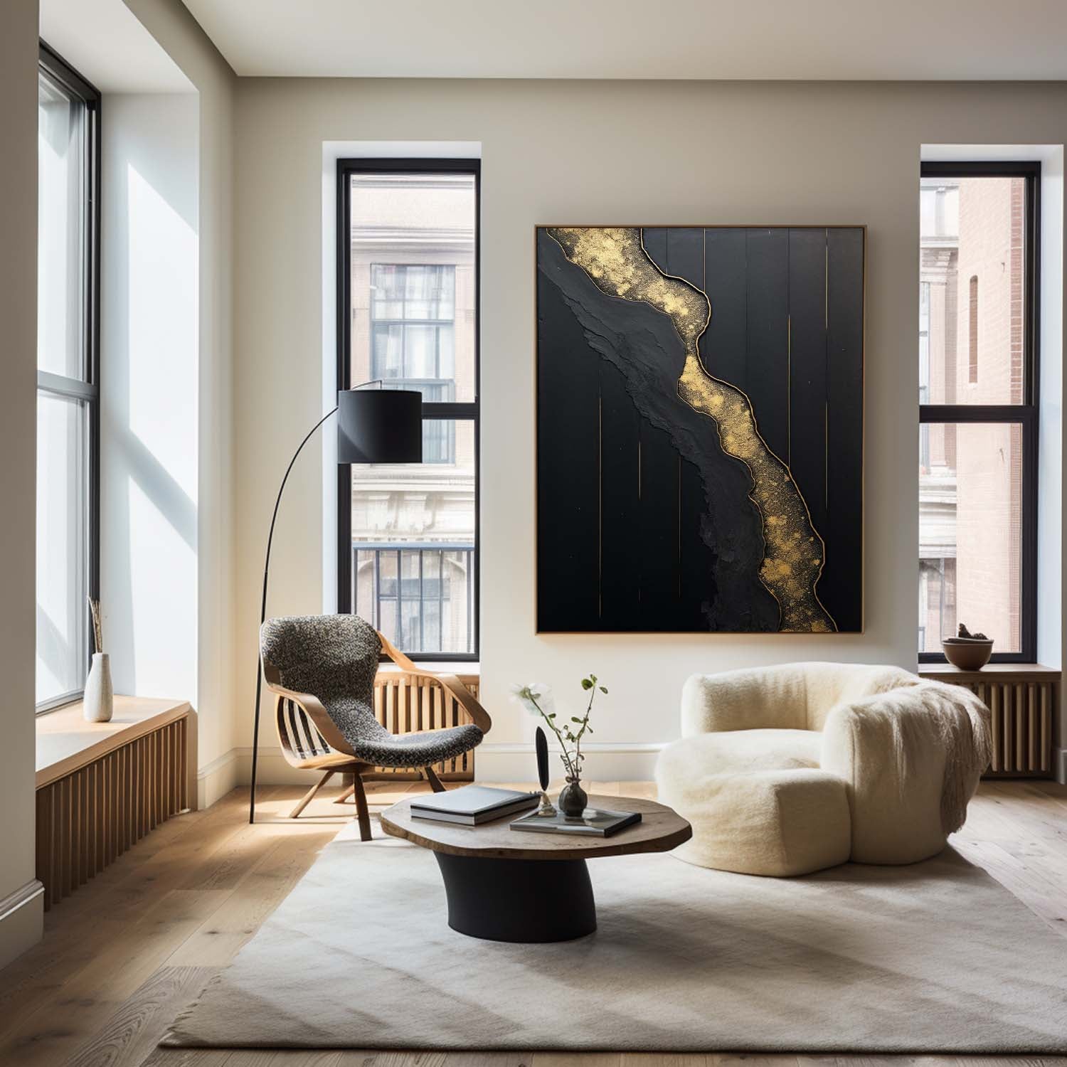 Golden Vein on Black Art Print