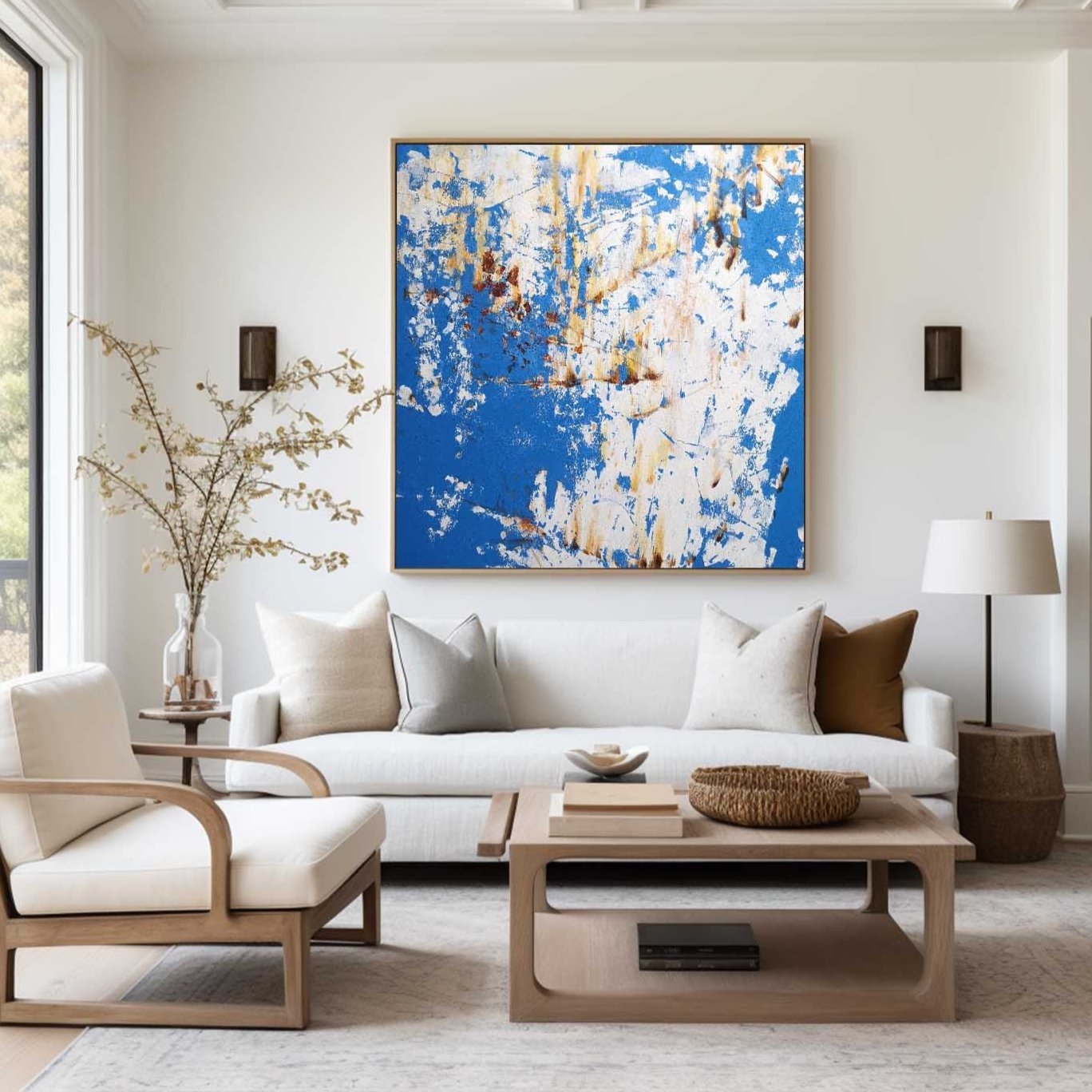 lue Gold Abstract Canvas Wall Art