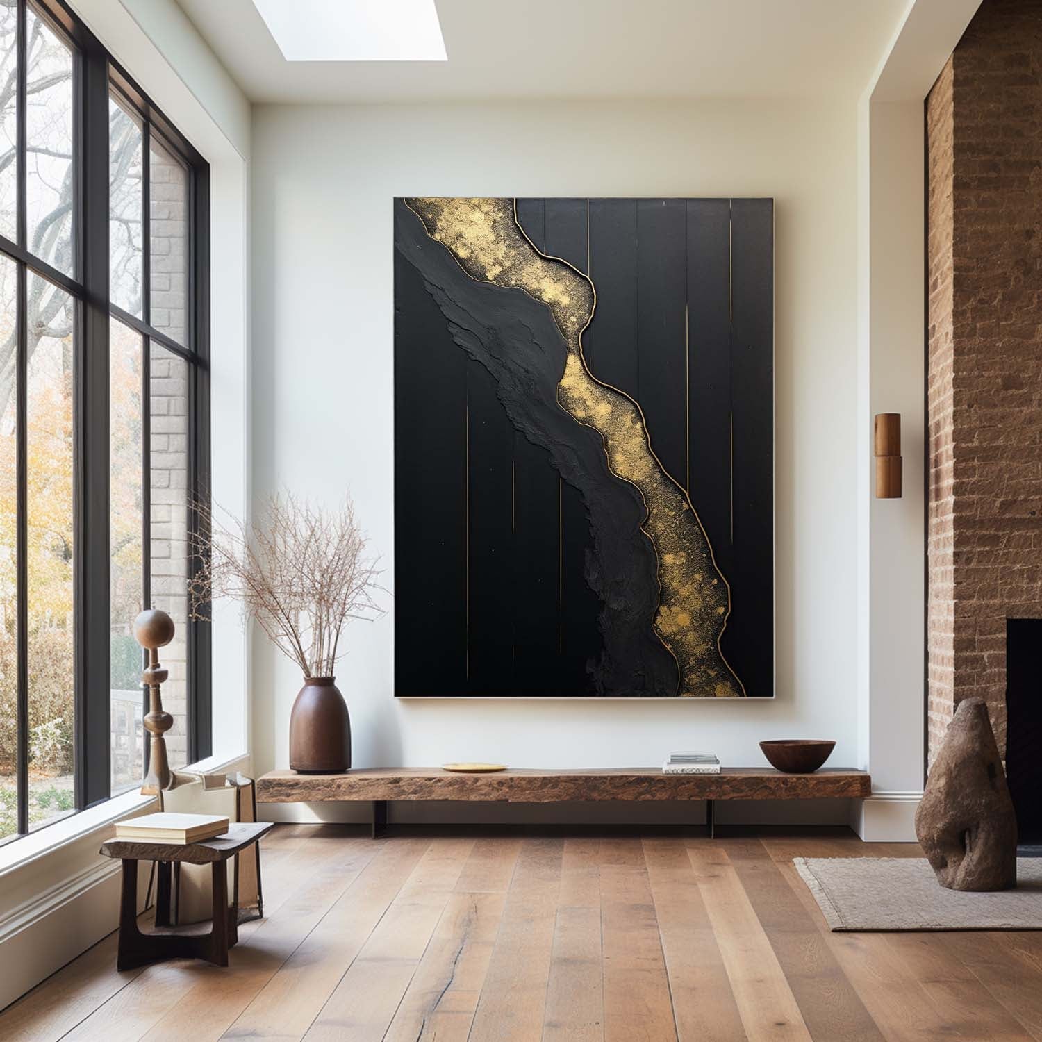 Golden Vein on Black Art Print