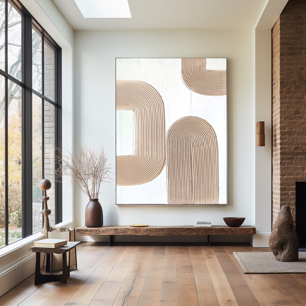 Minimal Neutral Curvilinear Canvas Wall Art