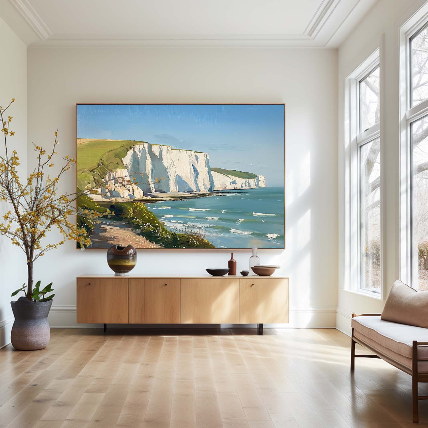 White Cliffs Coastal Oil Painting