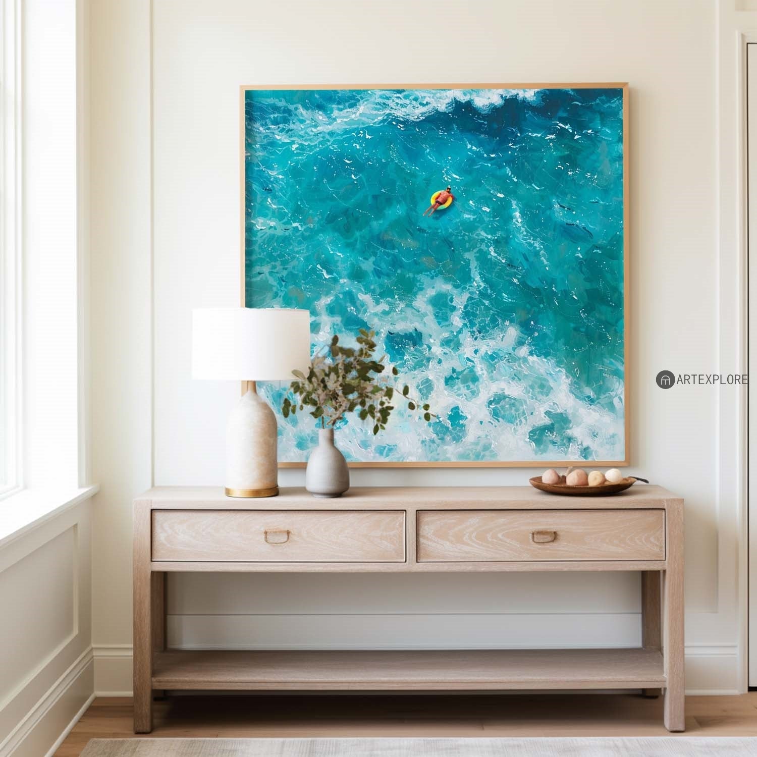 Turquoise Ocean Wave Oil Painting