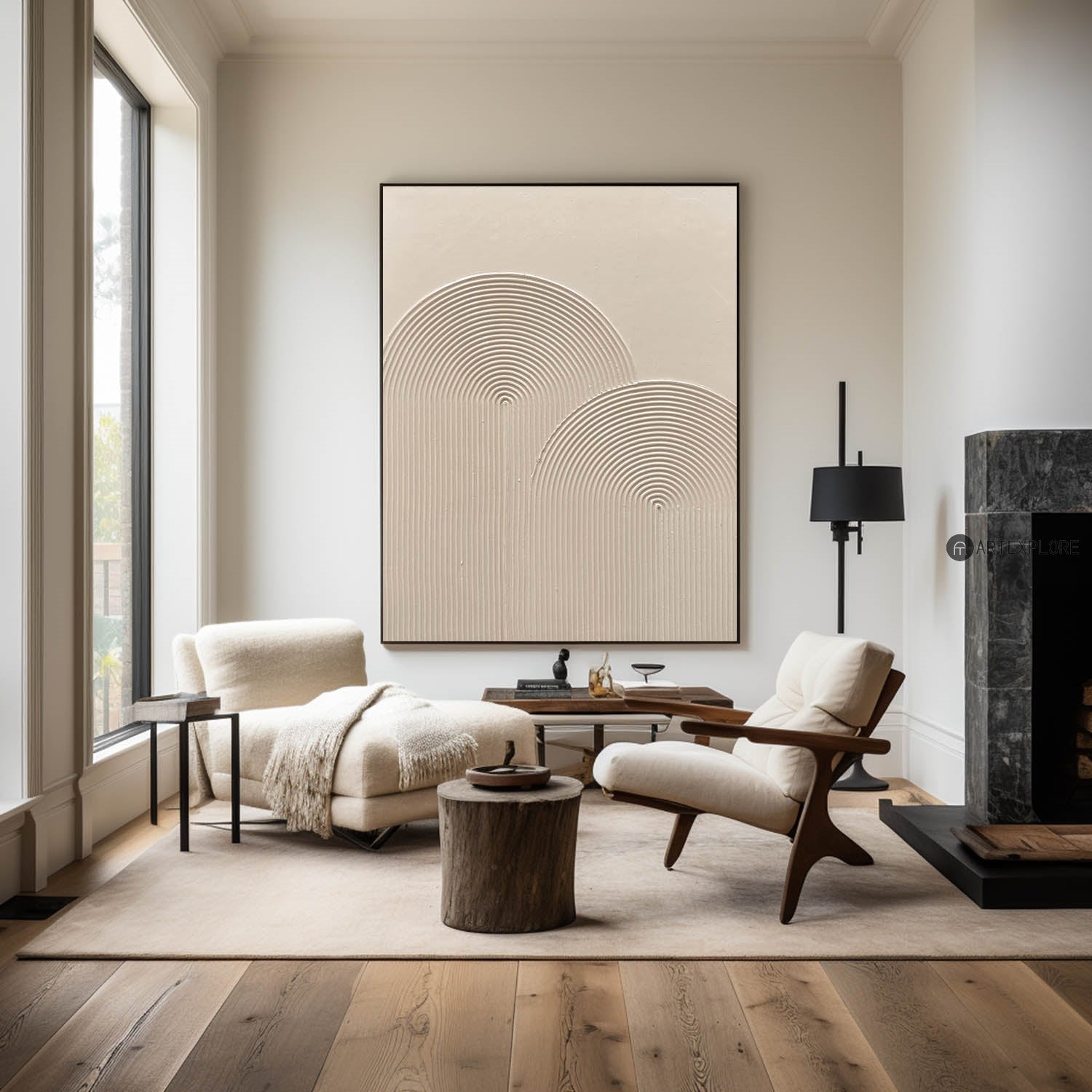 Beige Arch Line Minimalist Painting