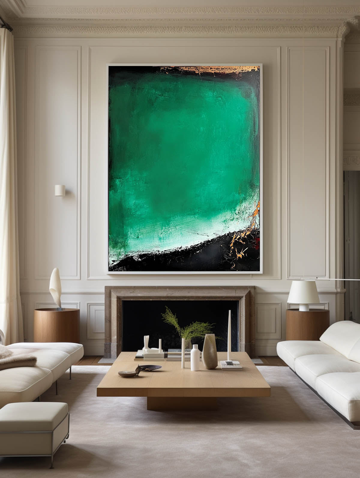 Emerald Green Textured Canvas Art