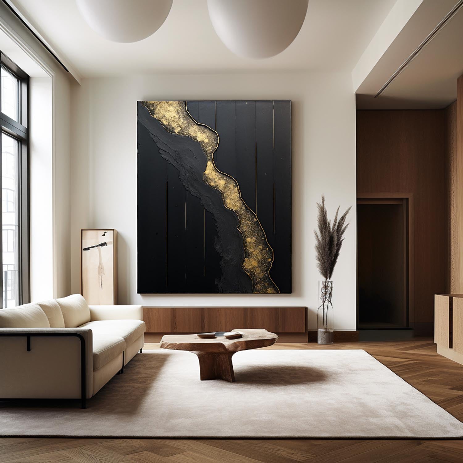 Golden Vein on Black Art Print