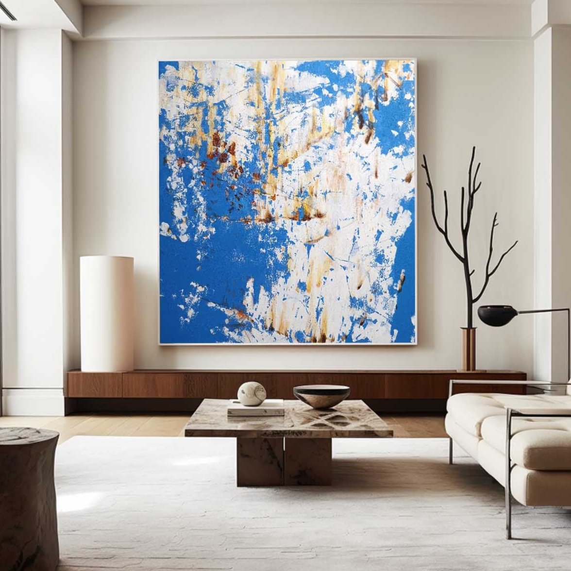 lue Gold Abstract Canvas Wall Art
