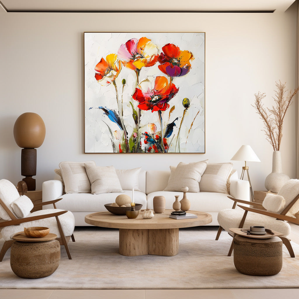 Colorful Poppy Flower Abstract Painting