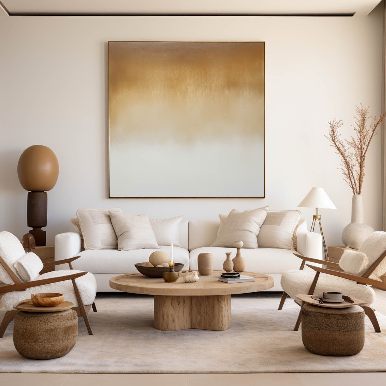 Golden Ombre Abstract Oil Painting