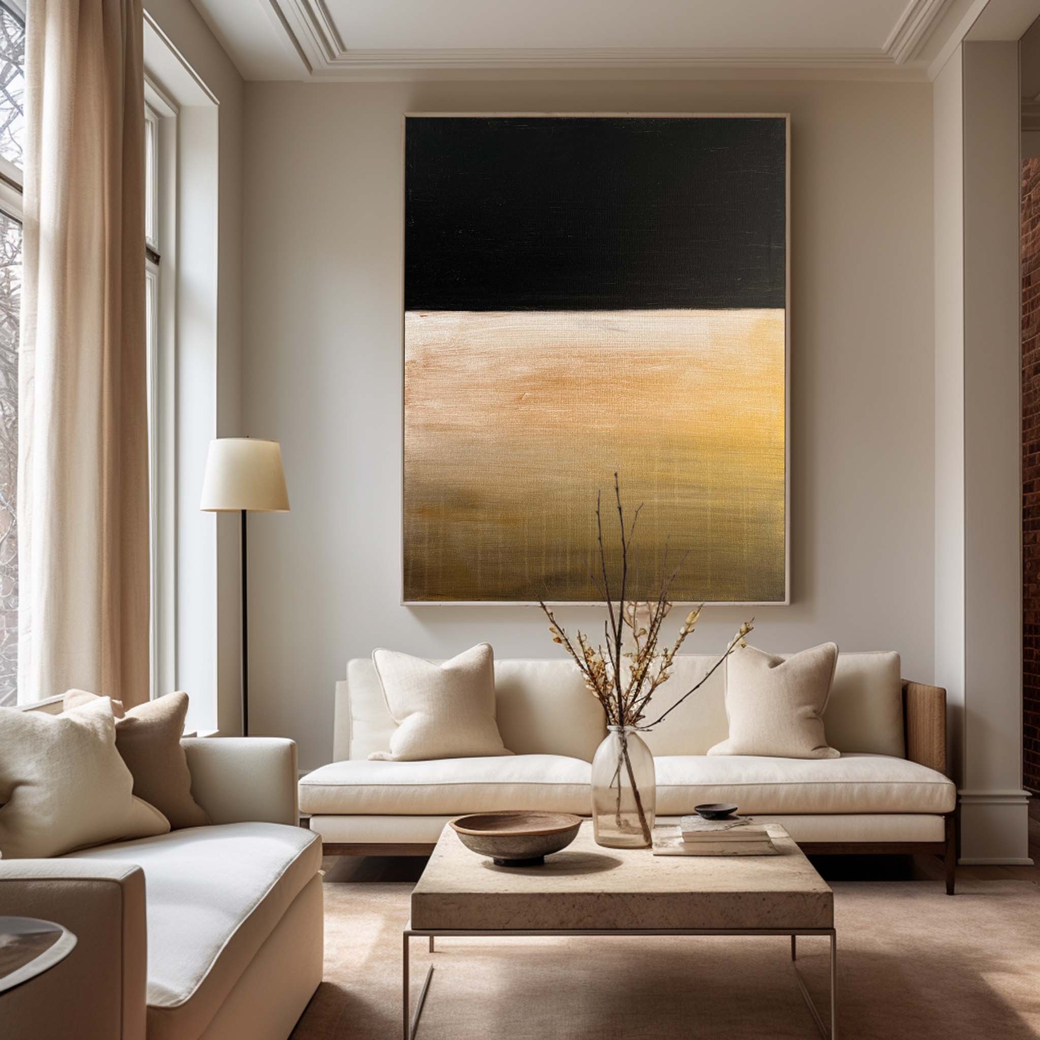 Gradient Warm Tone Abstract Minimal Linen Canvas Wall Hanging