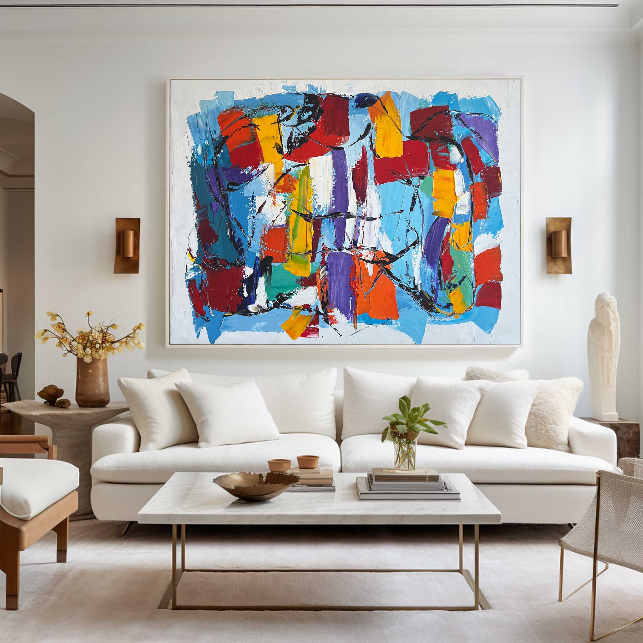 Colorful Abstract Geometric Block Painting