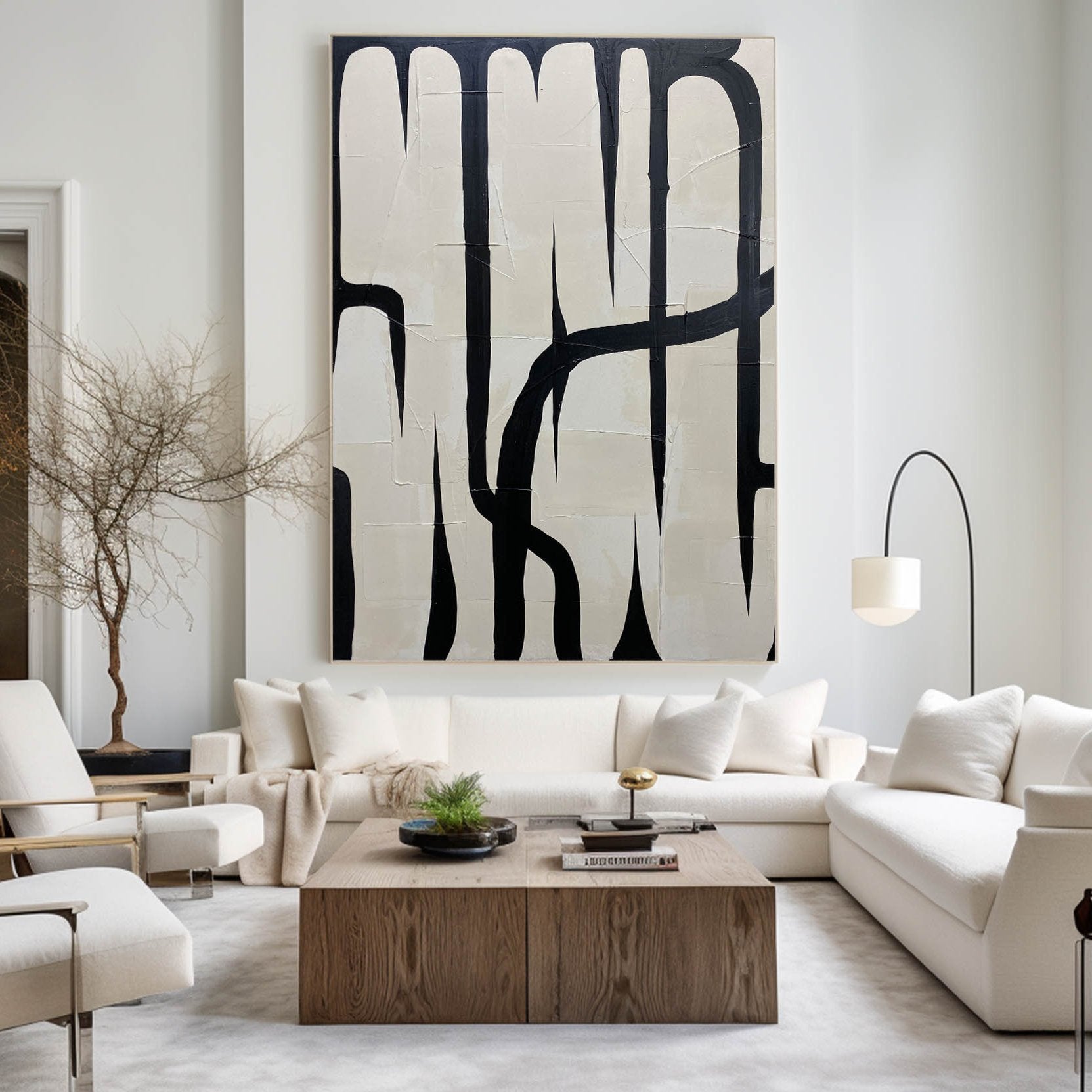 Black And White Abstract Painting ABAV273 - Neutralighting