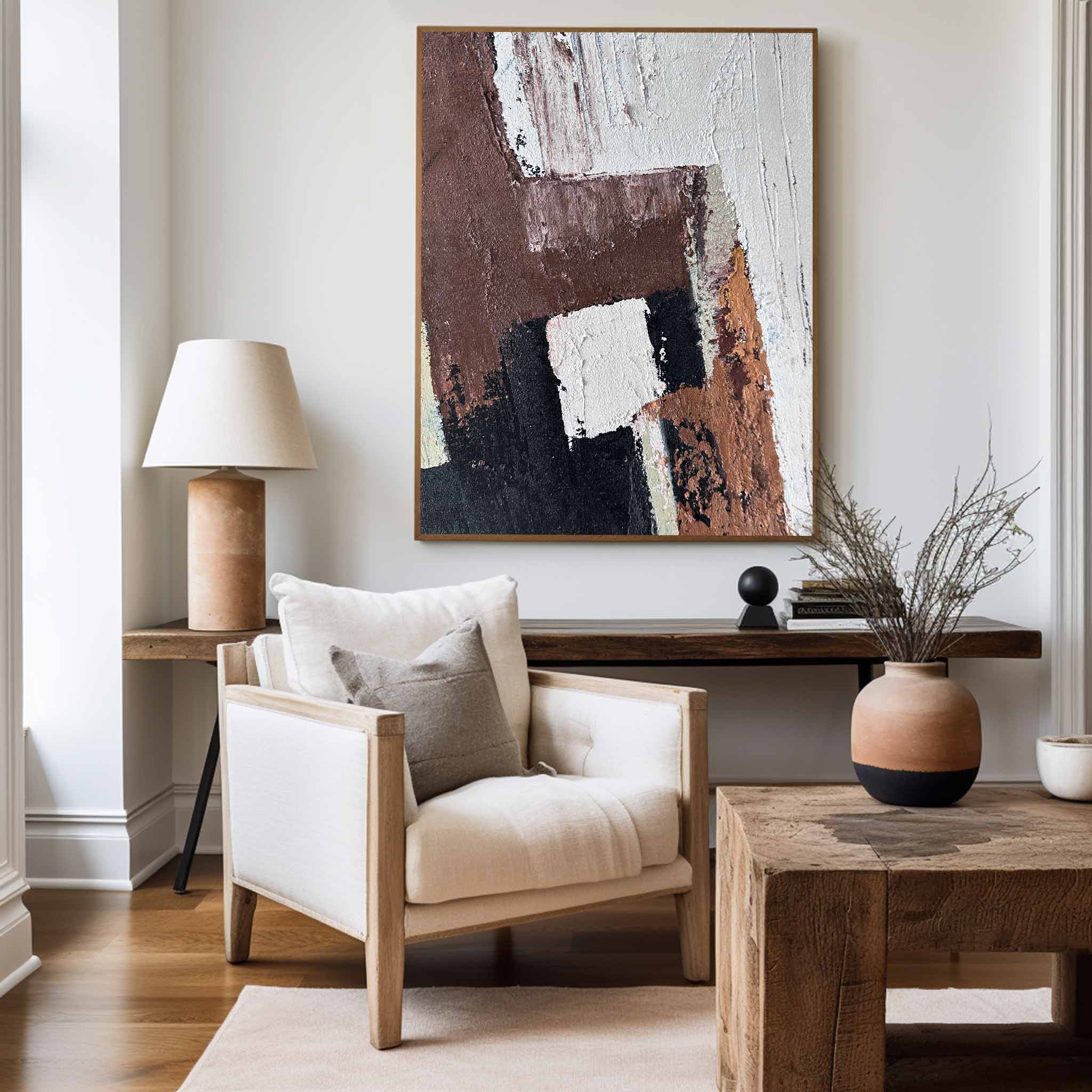 Earthy Brown Geometric Abstract Wall Art