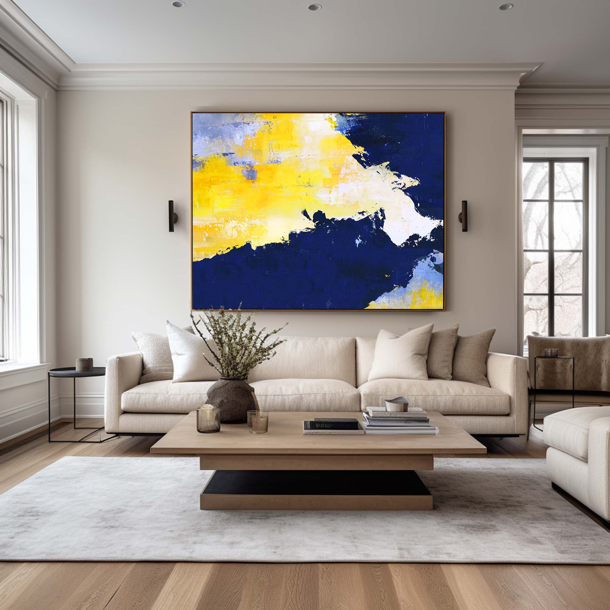 Blue And Yellow Abstract Art #ABAH27