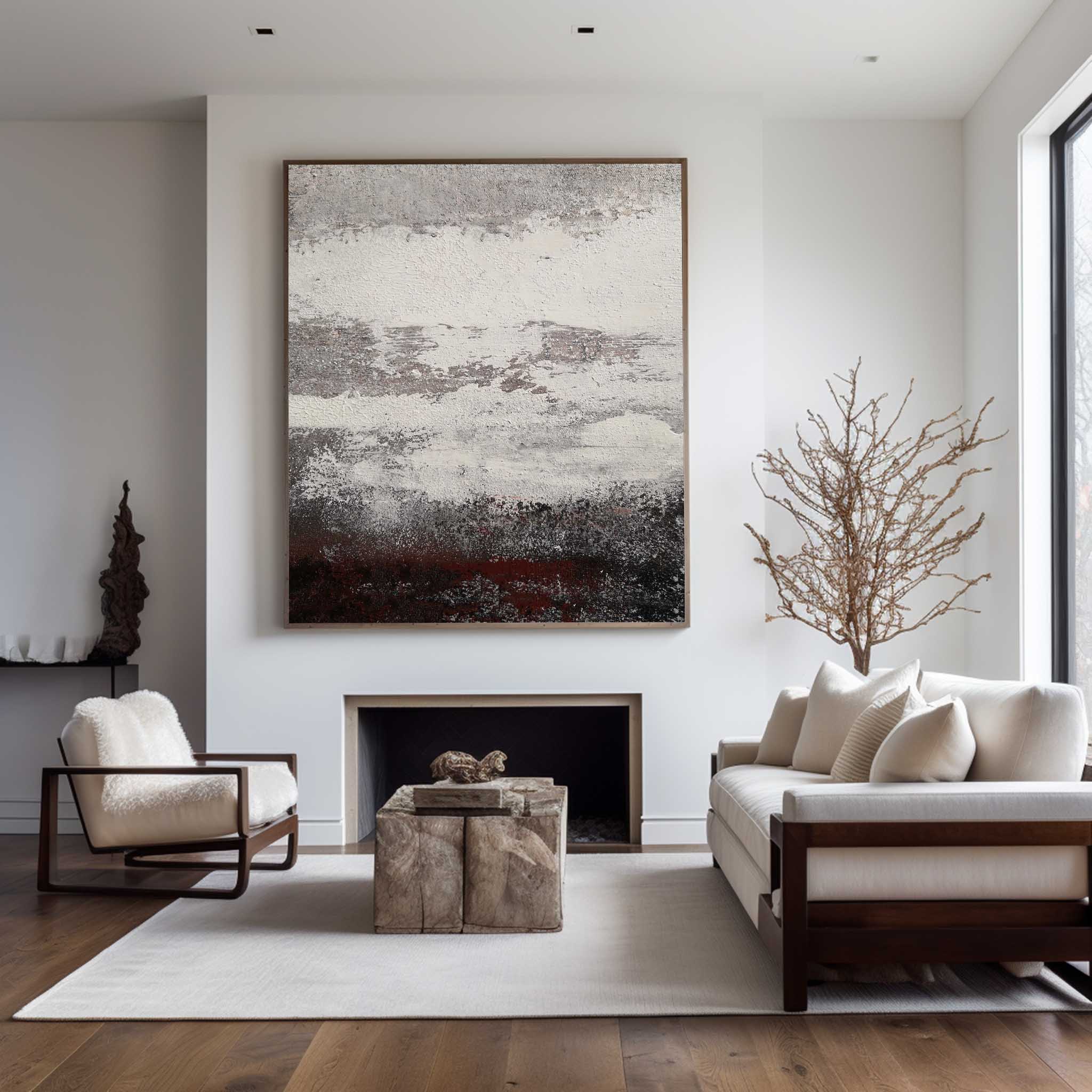 Grey And White Abstract Painting