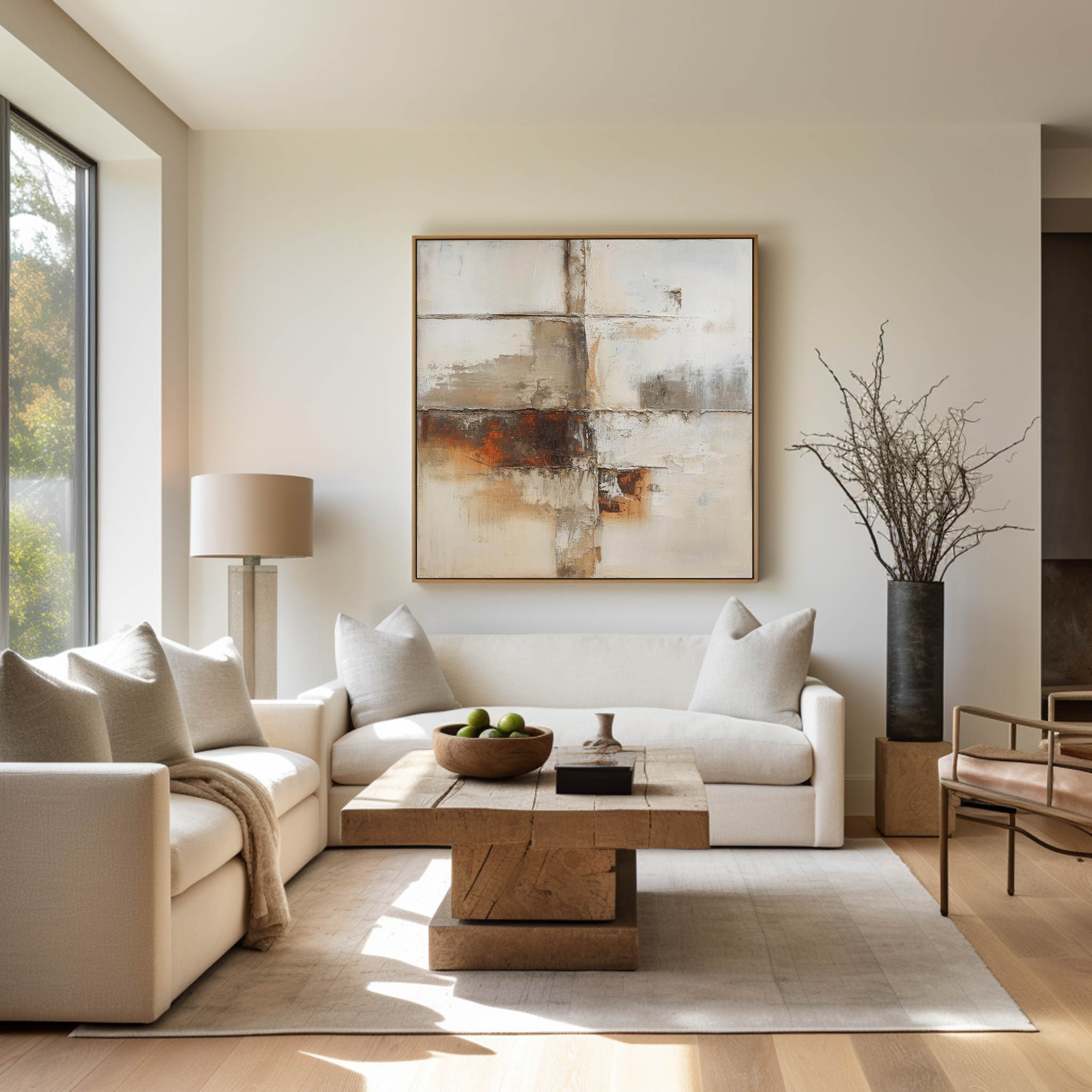 Neutral Beige Brown Abstract Painting