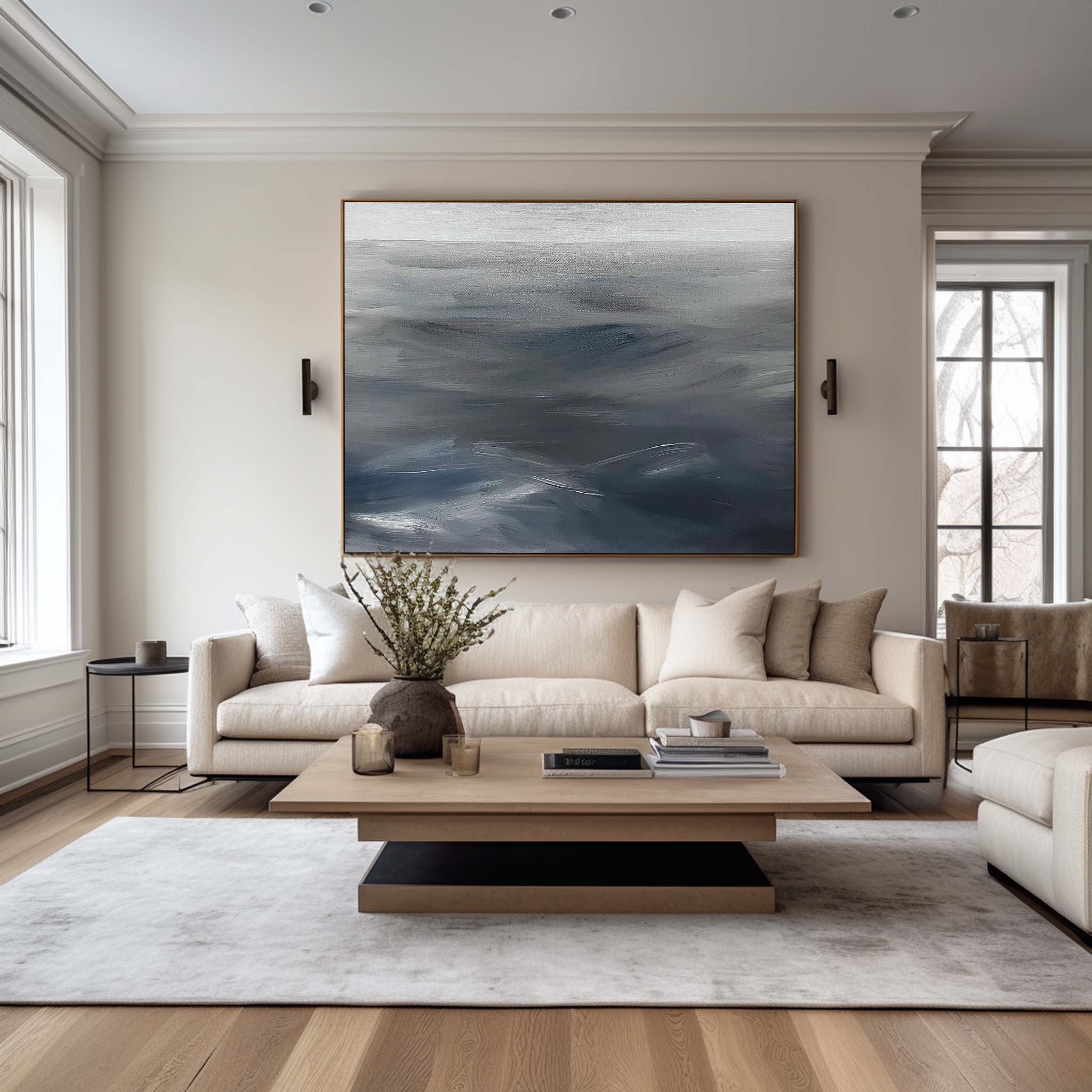 Moody Deep‑Tone Ocean Abstract  Wall Art