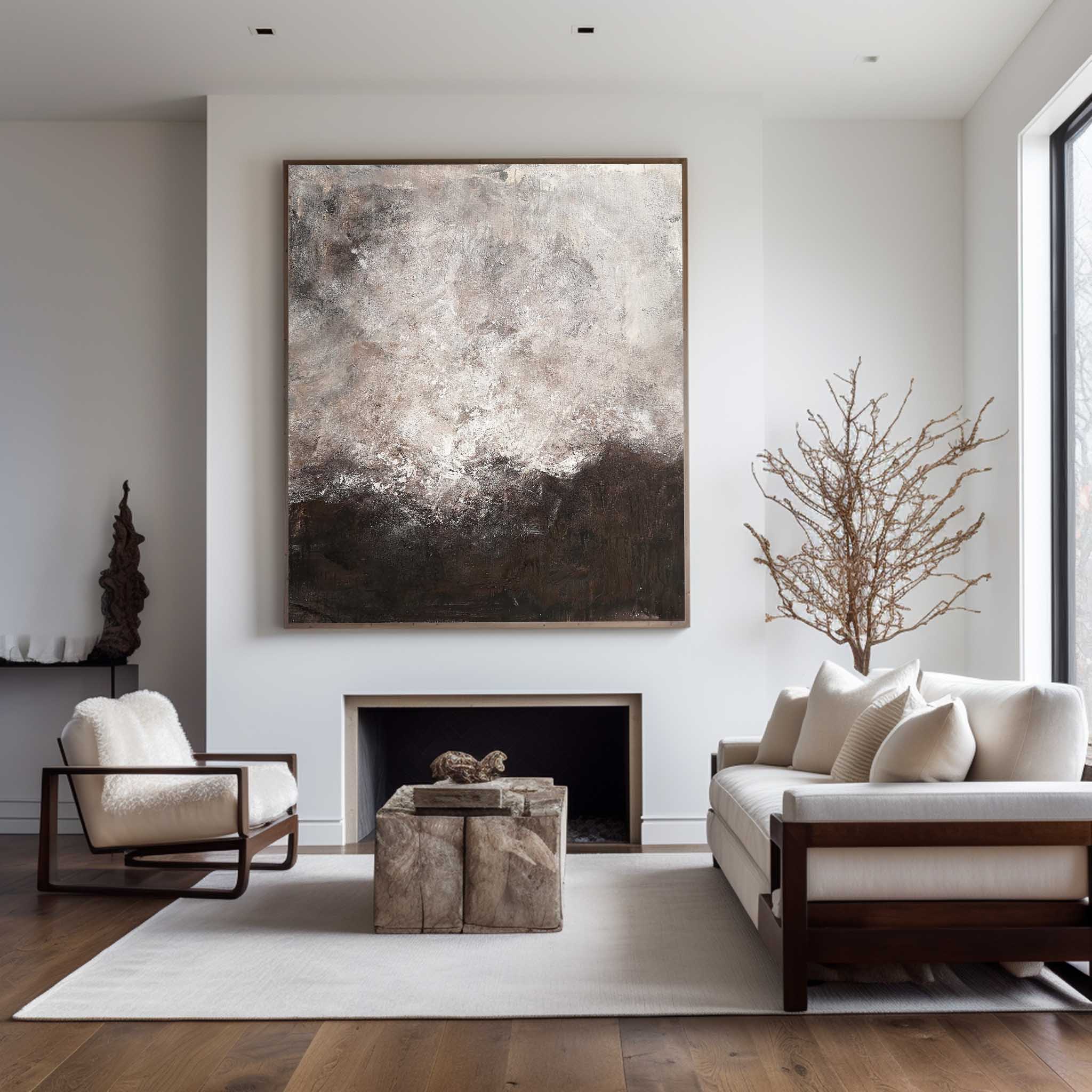 Wall Art Abstract Texture Dark Brown Grey Contemporary