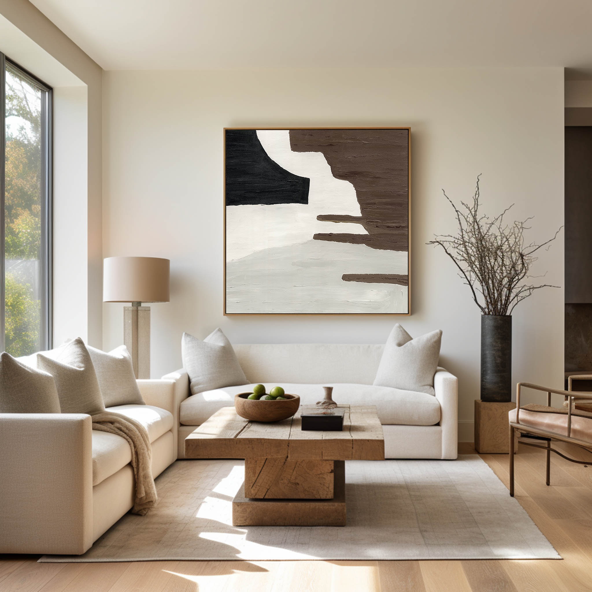Abstract Brown Black Beige Wall Art Canvas