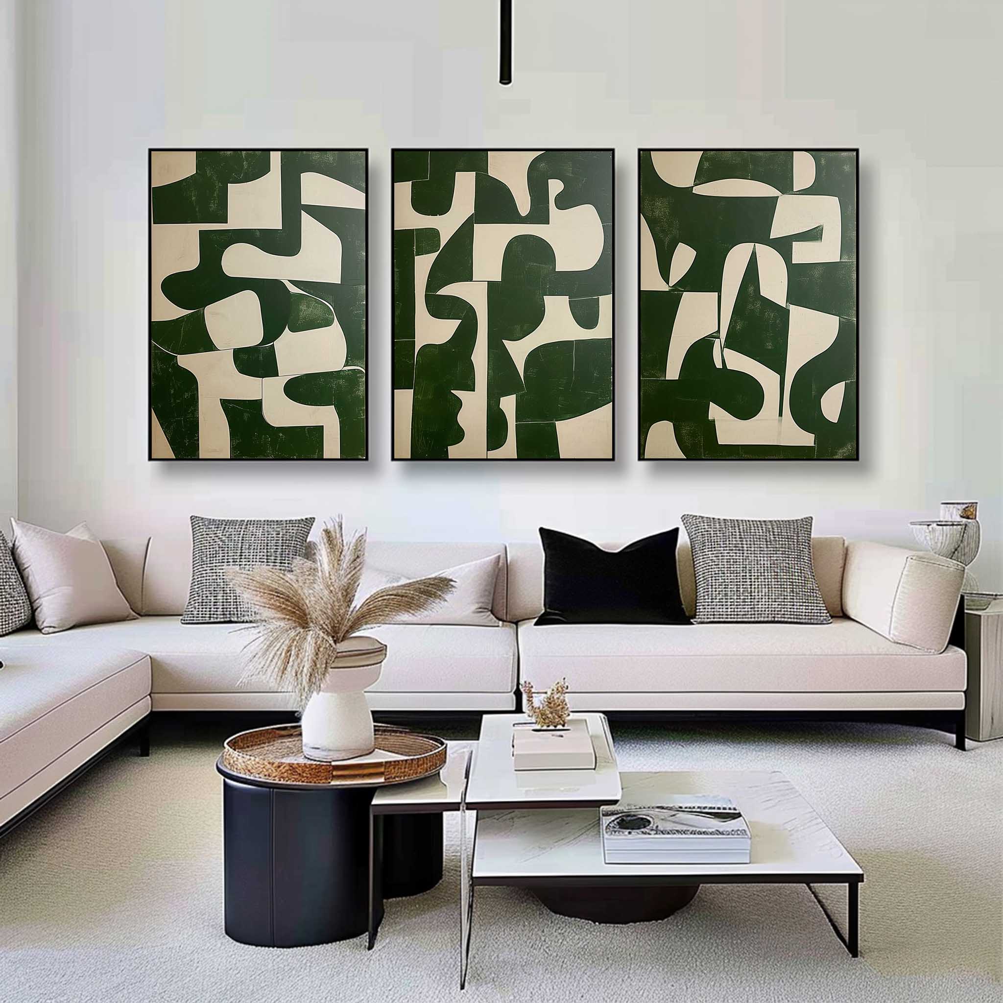 Wall Art Abstract Green Modern Serene