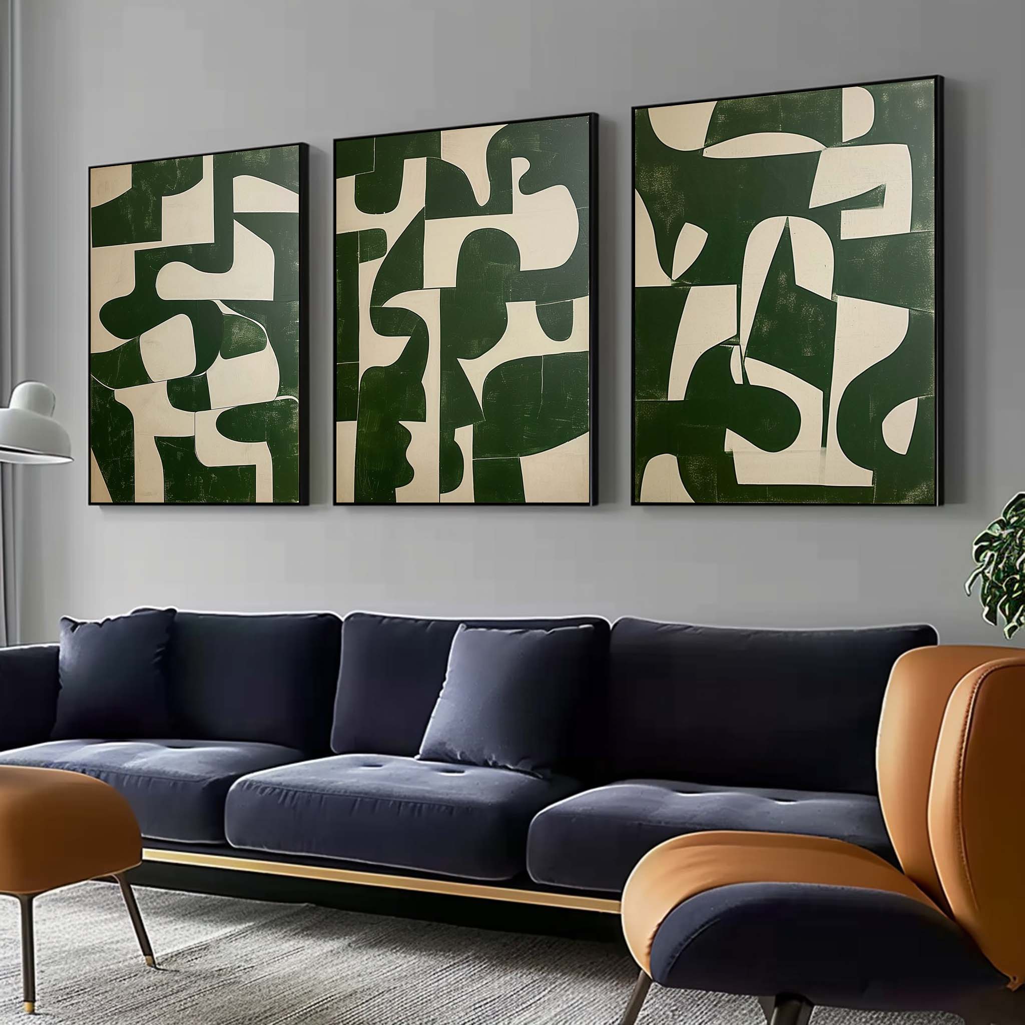 Wall Art Abstract Green Modern Serene