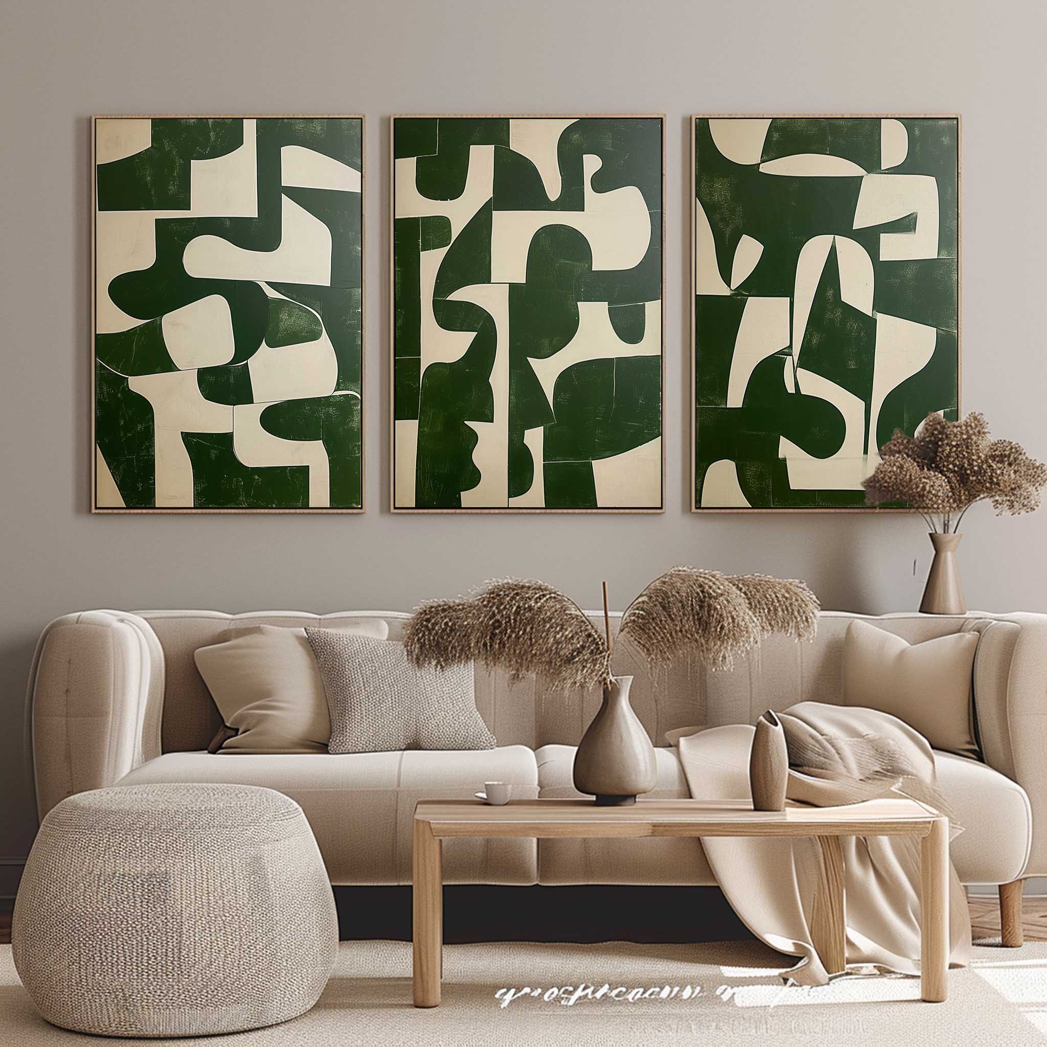 Wall Art Abstract Green Modern Serene