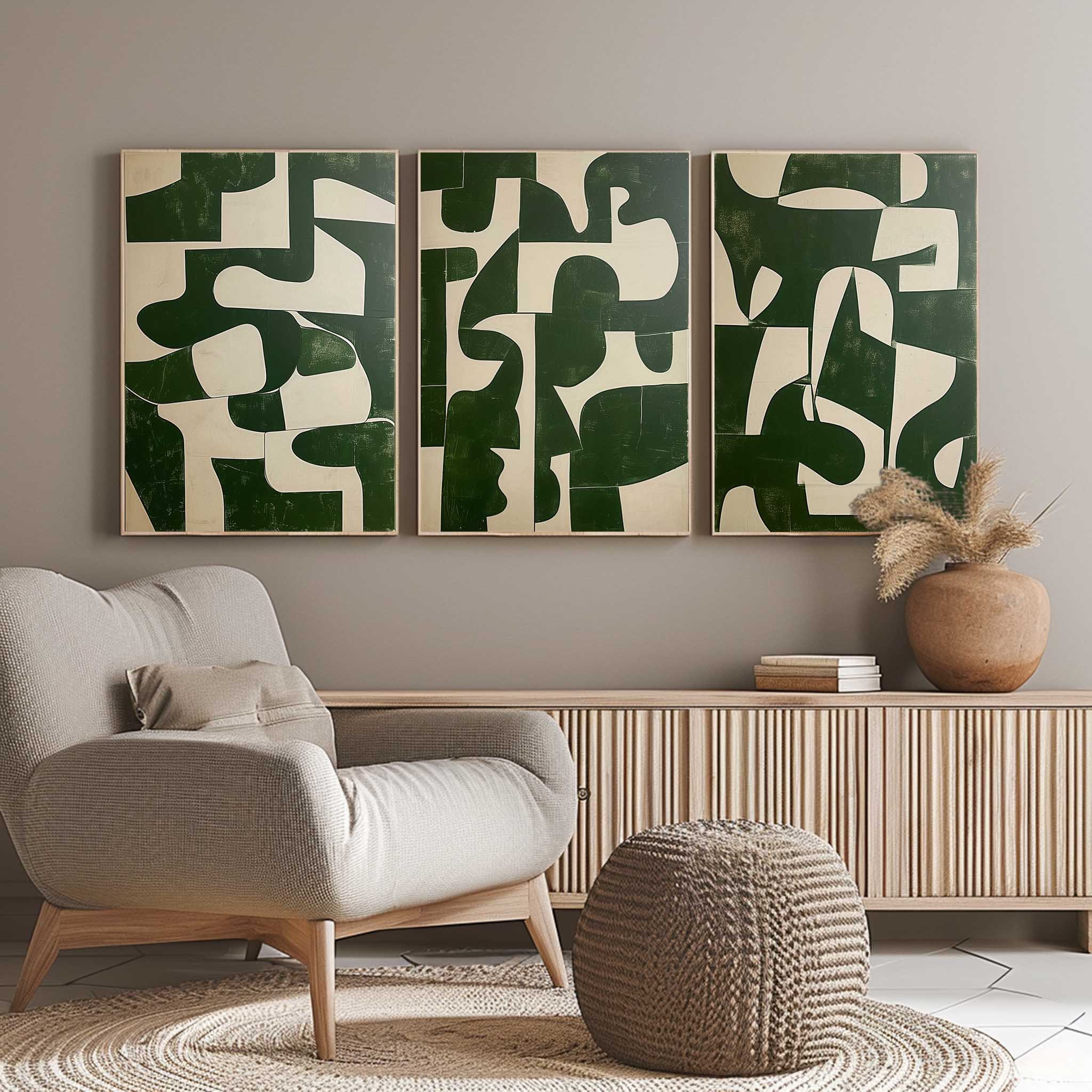 Wall Art Abstract Green Modern Serene