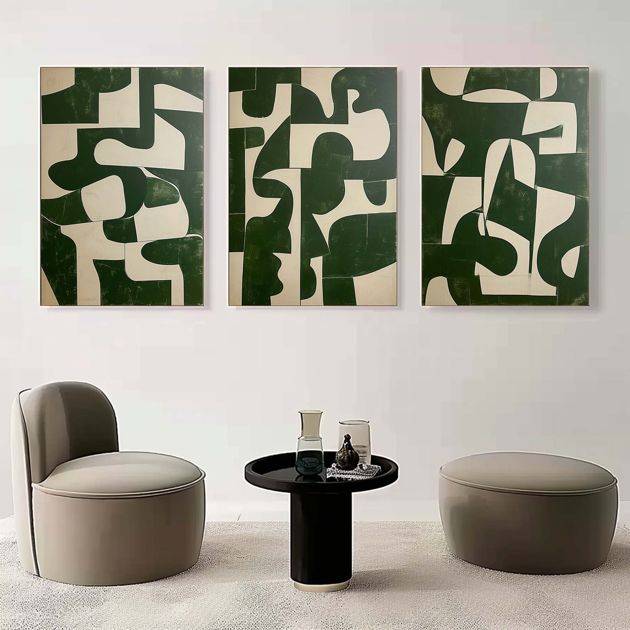 Wall Art Abstract Green Modern Serene