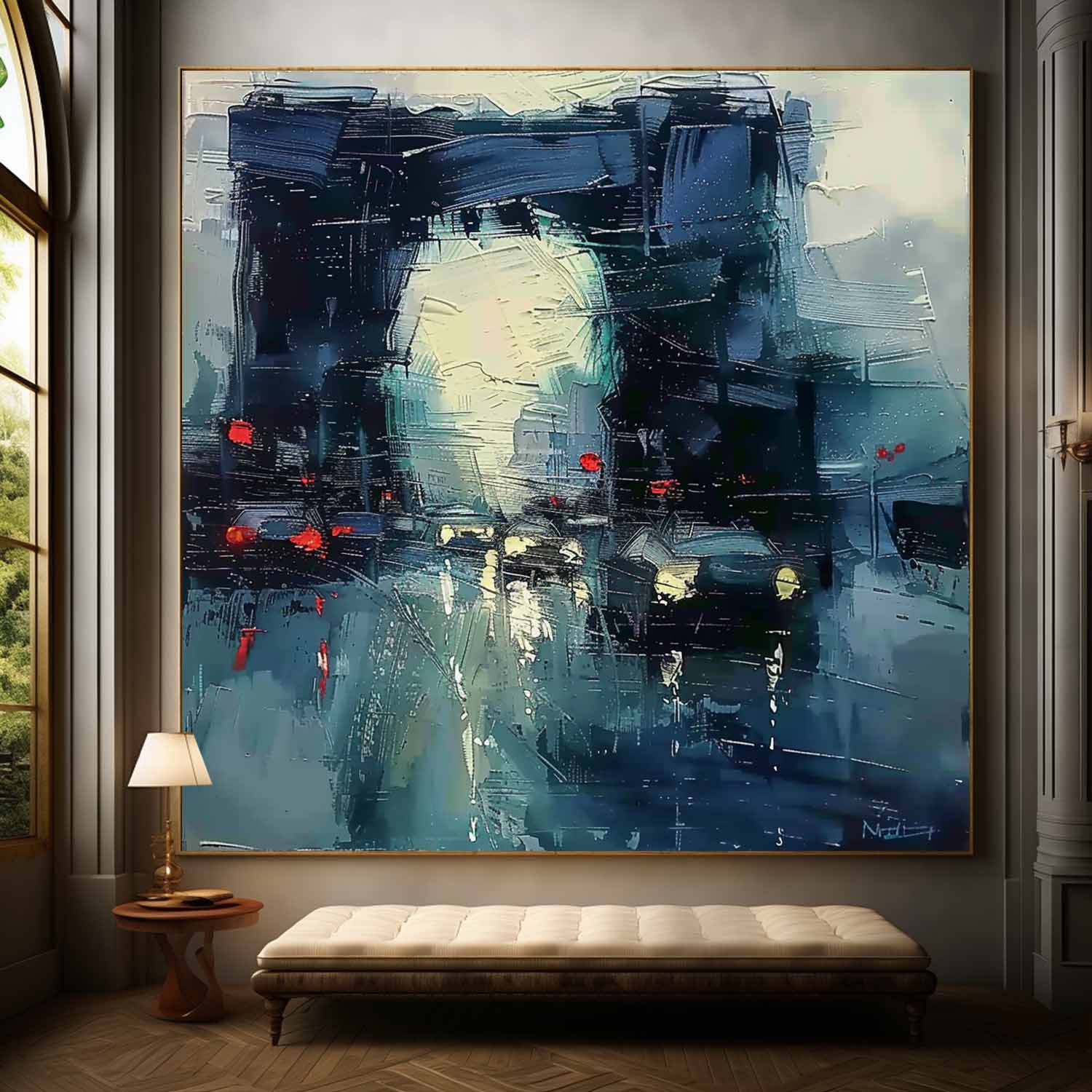Wall Art Rainy Wet Street Urban Nightscape Moody