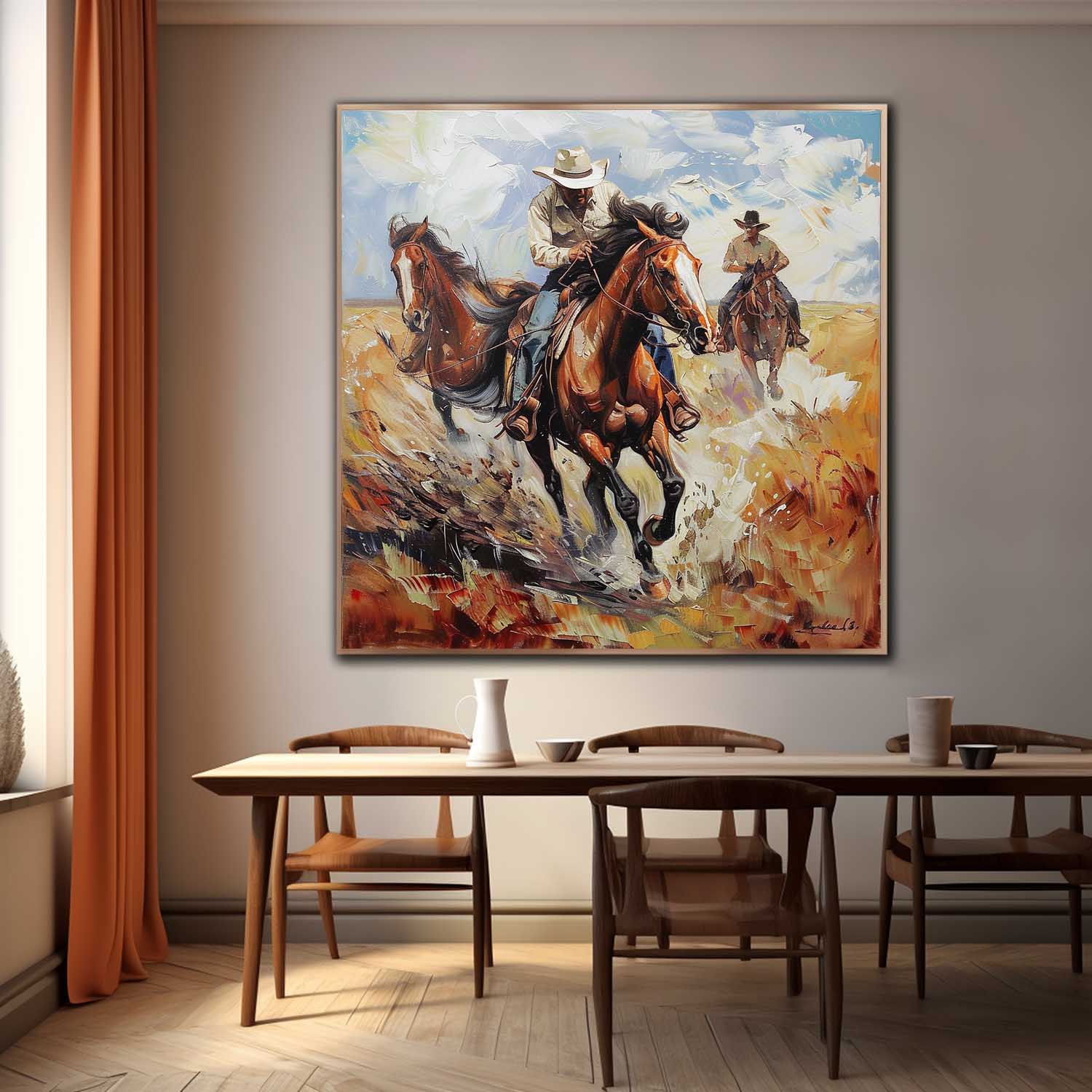 Wall Art Cowboy Horse Painting