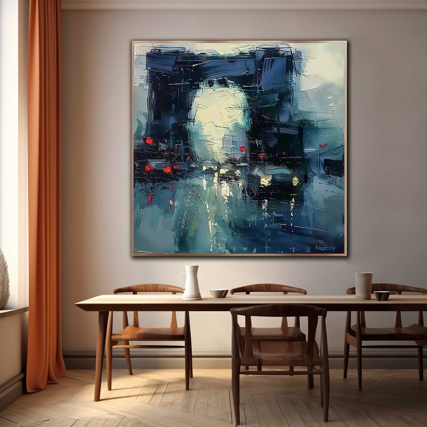 Wall Art Rainy Wet Street Urban Nightscape Moody