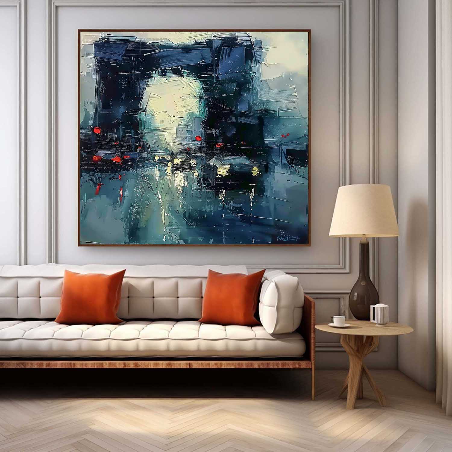 Wall Art Rainy Wet Street Urban Nightscape Moody