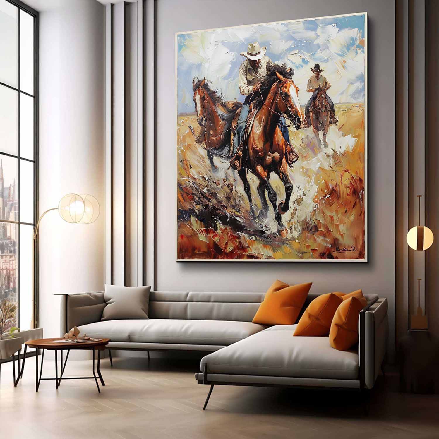 Wall Art Cowboy Horse Painting