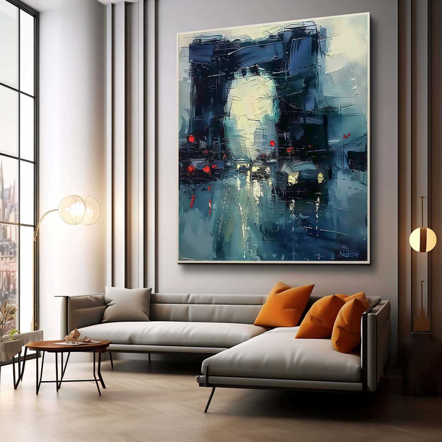 Wall Art Rainy Wet Street Urban Nightscape Moody