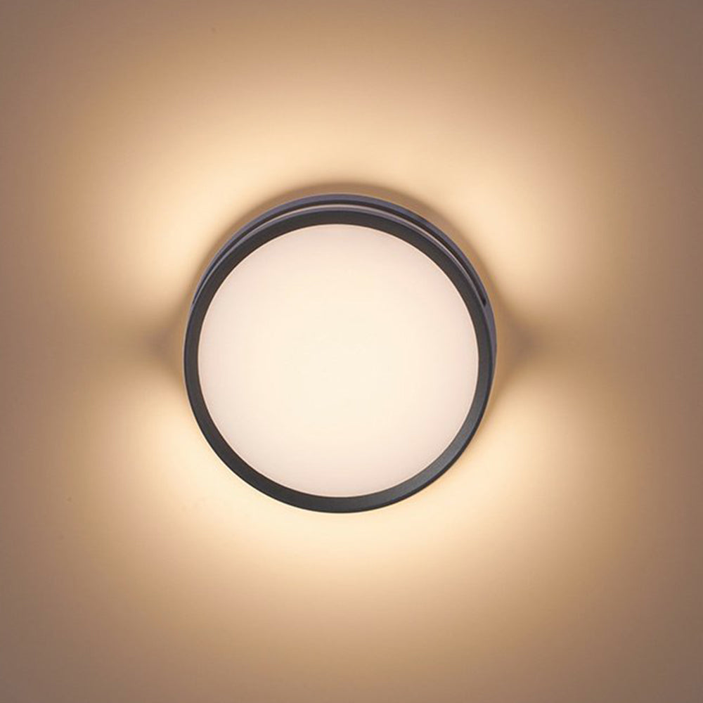 Ray Modern Round Metal/Acrylic Outdoor Waterproof Wall Lamp, Black - Neutralighting