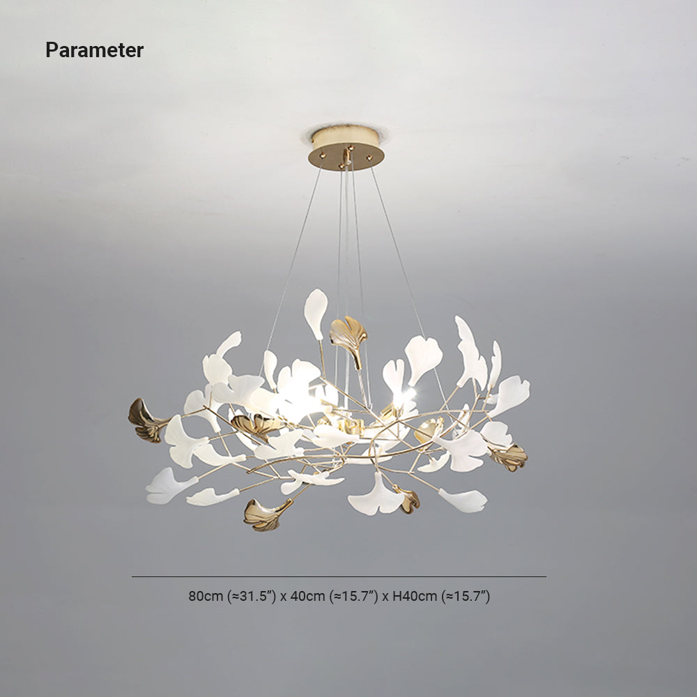 Olivia Ginkgo Leaf Modern Petal Shaped Metal Chandelier, Gold - Neutralighting