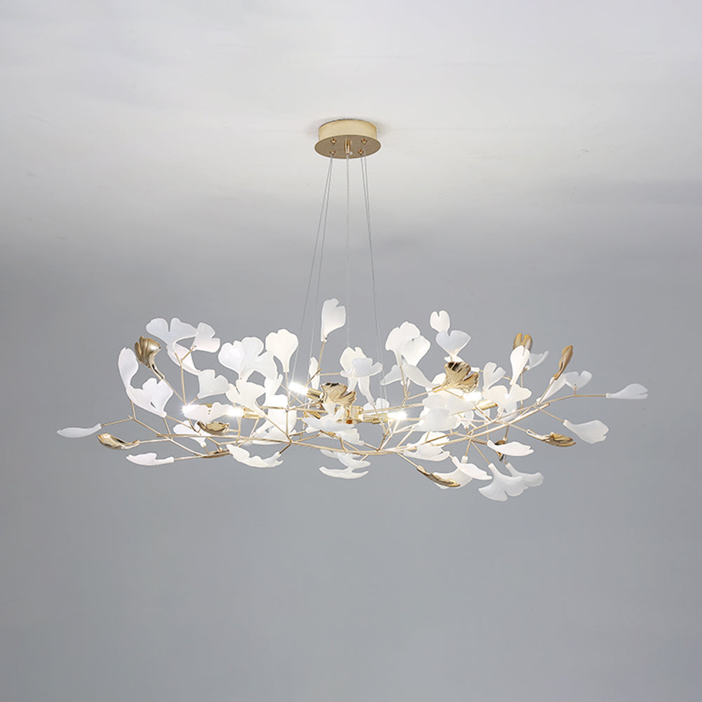 Olivia Ginkgo Leaf Modern Petal Shaped Metal Chandelier, Gold - Neutralighting