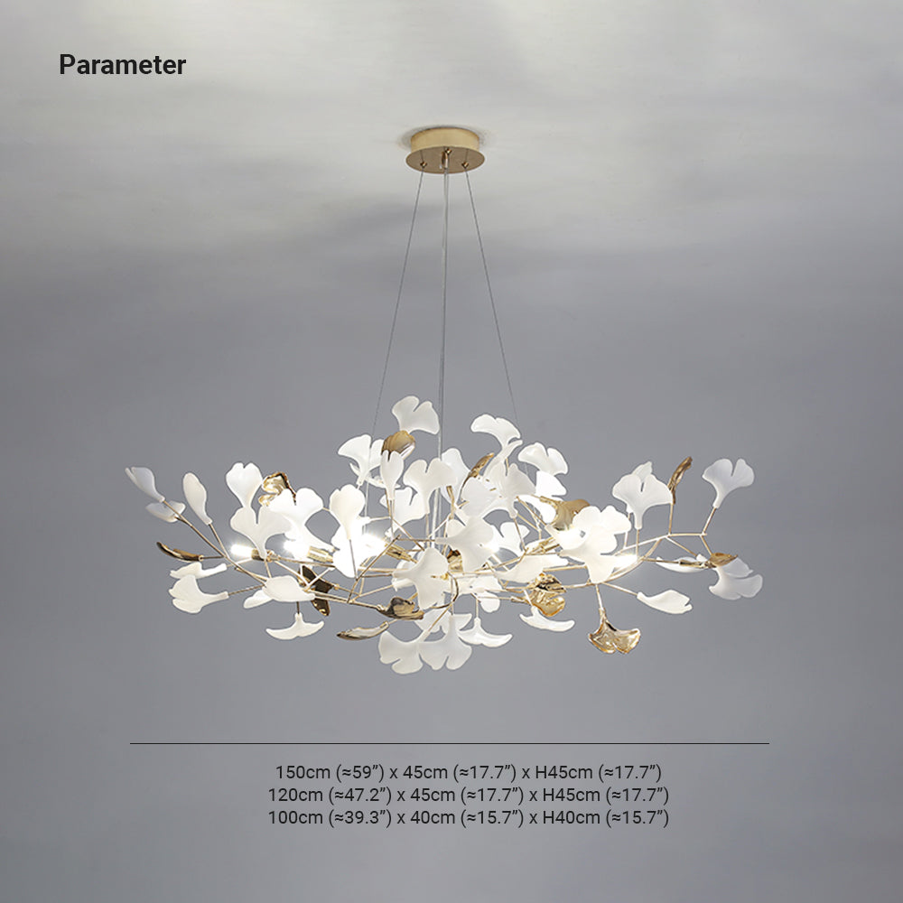 Olivia Ginkgo Leaf Modern Petal Shaped Metal Chandelier, Gold - Neutralighting