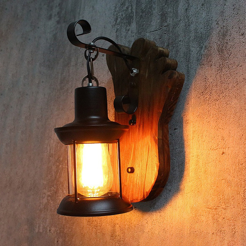 Epoch Wall Lamp Foot Shape Vintage, Wood/Metal, Dining Room - Neutralighting