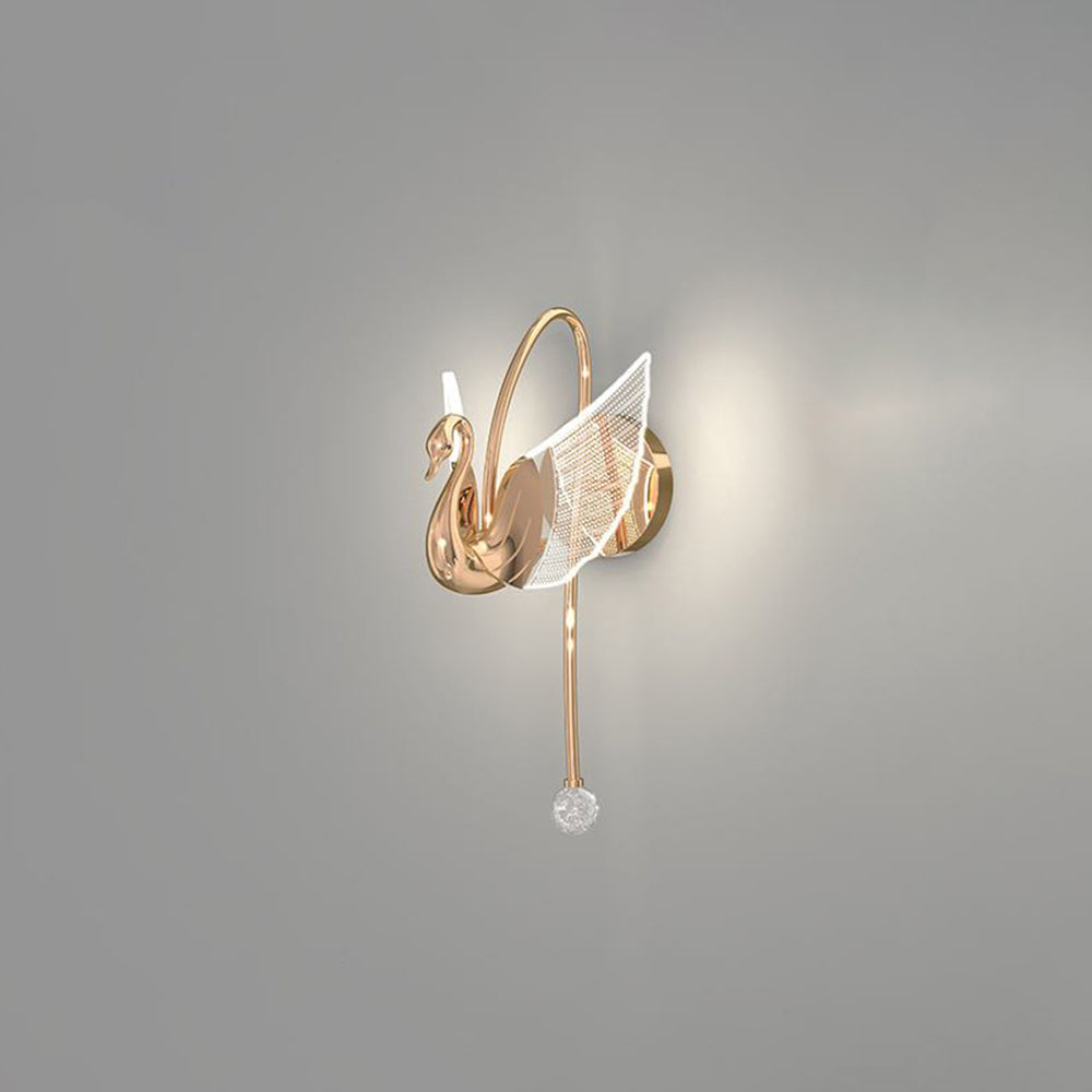Arisha Art Deco Swan Acrylic/Metal Wall Lamp, Gold/Rose Gold - Neutralighting