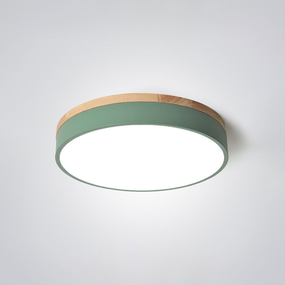 Aria Nordic LED Round Flush Mount Ceiling Light Wood Color - Neutralighting