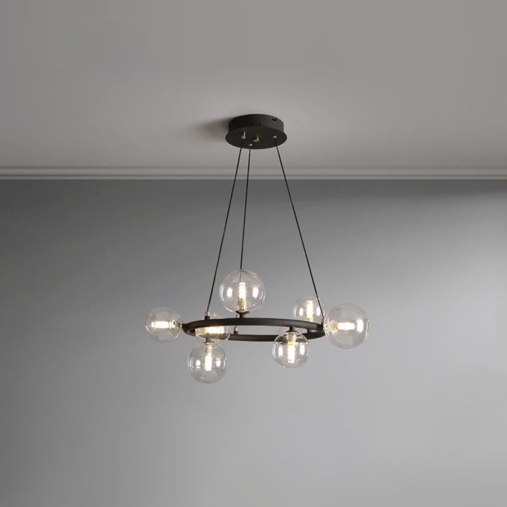 Valentina Modern Glass Globe Ring Chandelier, Gold/Black - Neutralighting