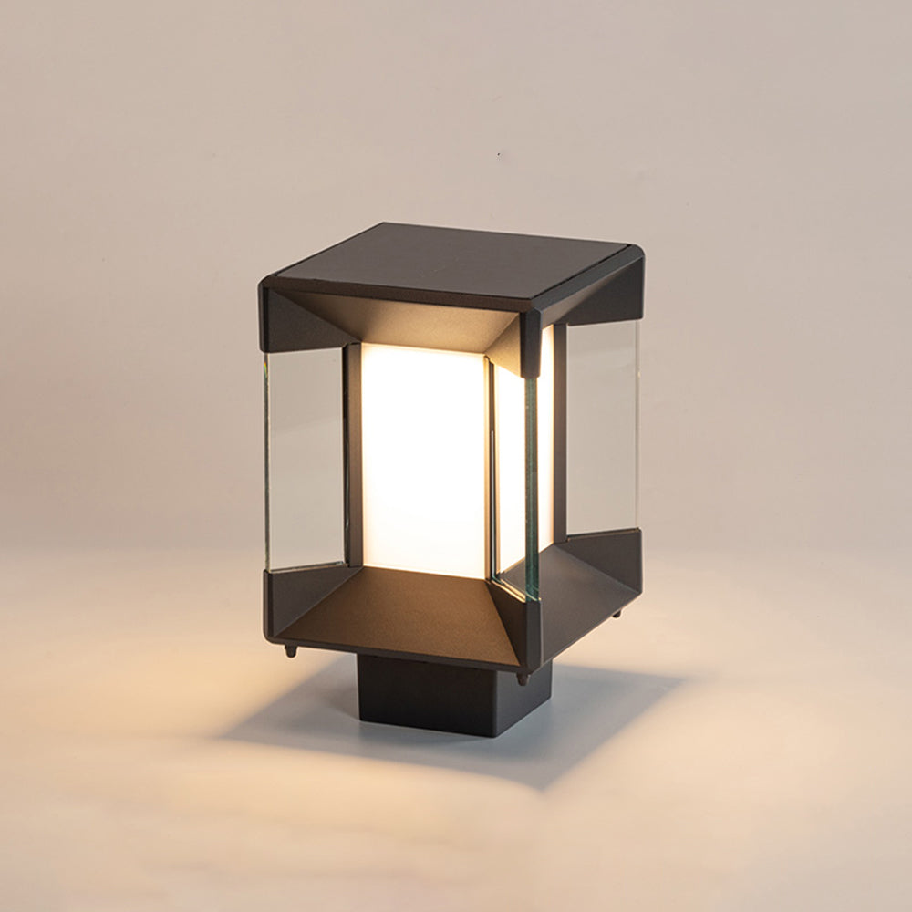 Ray Modern Rectangular Metal Glass Outdoor Lamp, Black/Black-Gold - Neutralighting