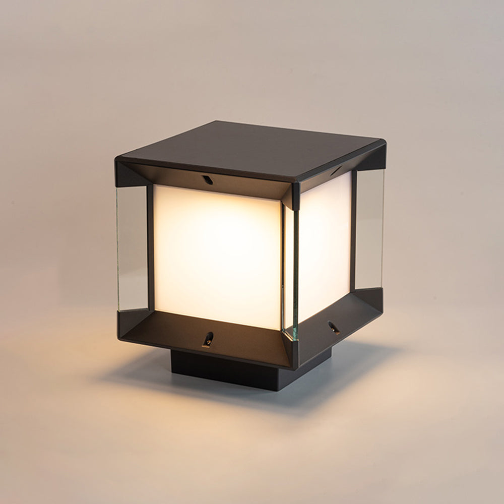 Ray Modern Rectangular Metal Glass Outdoor Lamp, Black/Black-Gold - Neutralighting
