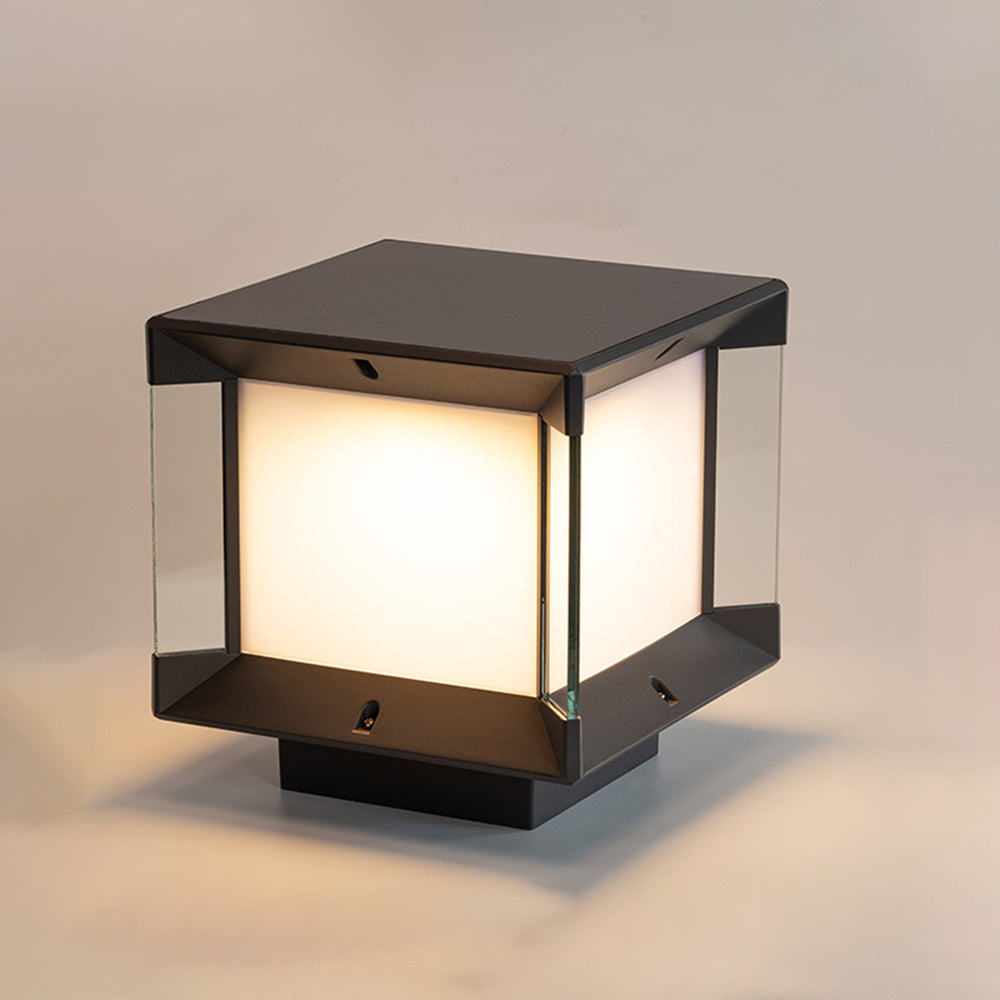 Ray Modern Rectangular Metal Glass Outdoor Lamp, Black/Black-Gold - Neutralighting