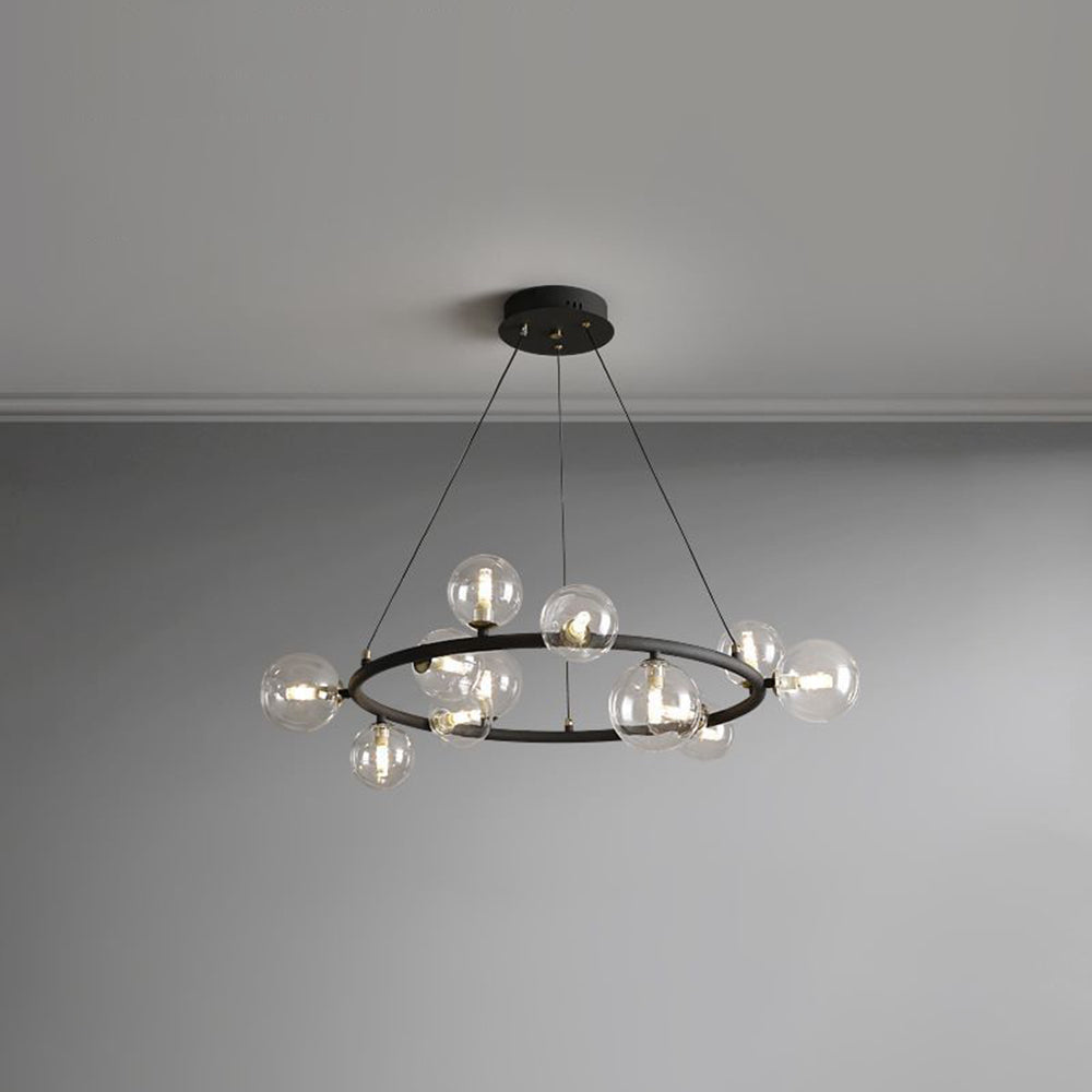 Valentina Modern Glass Globe Ring Chandelier, Gold/Black - Neutralighting