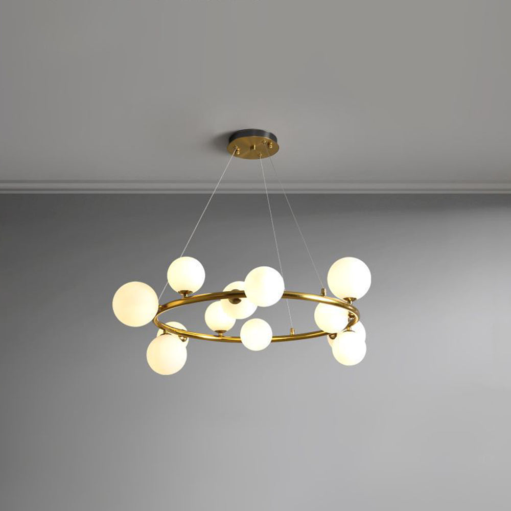 Valentina Modern Glass Globe Ring Chandelier, Gold/Black - Neutralighting